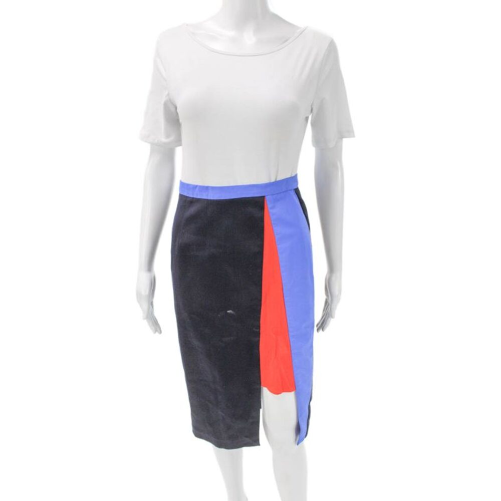 Katharine Kidd Women Straight Pencil Skirt Colorblock Black Knee Length Size 2